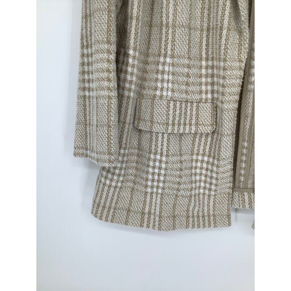 Liverpool Women's L Cream Tan Plaid Relaxed Fit Boyfriend Blazer Jacket G30-17 - Picture 3 of 7